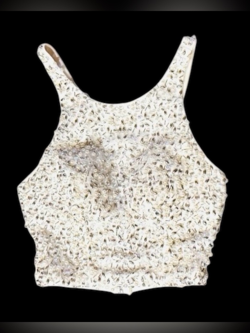 NWT Macy’s size 1 formal white embellished crop top bling sequins racerback